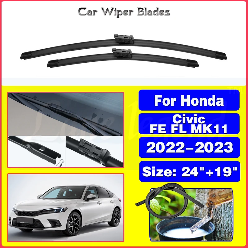 

Car Wiper Blades For Honda Civic FE FL MK11 2022 2023 Windshield Windscreen Front Window Blades 24"+19" Car Accessories