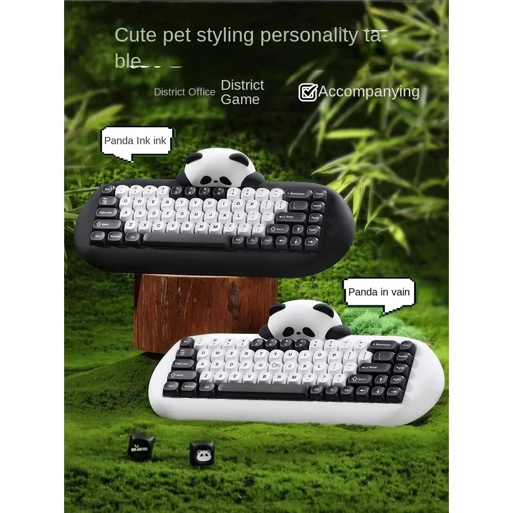 KEYNOVO C68 Panda Silicone Wireless Bluetooth Mechanical Keyboard Gaming   Tri-mode Customized 2.4G Hot Swap for IPad Mac Cute