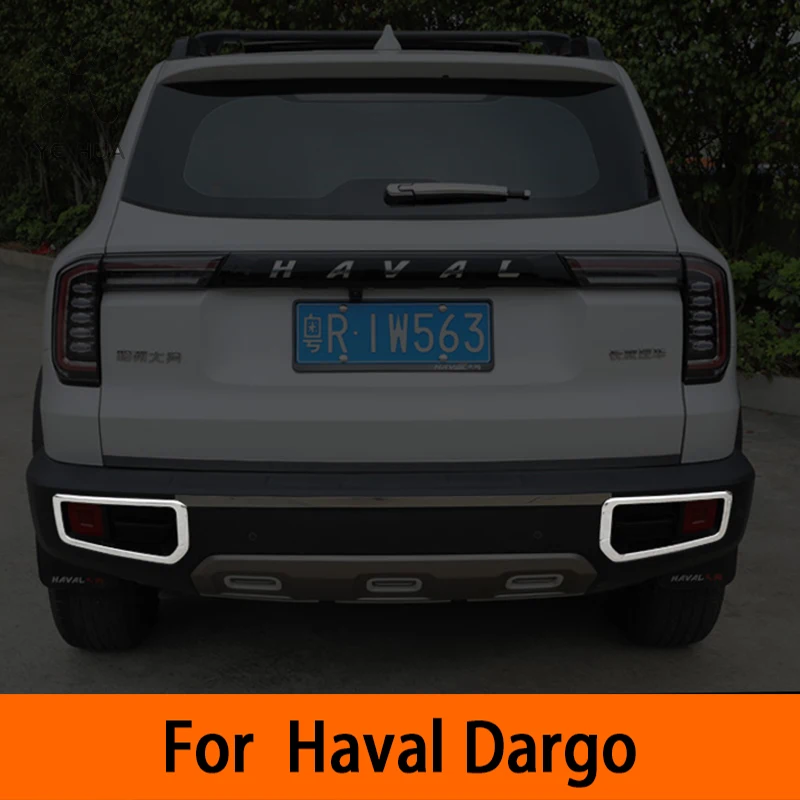 Car Front Fog Light Cover Grill Daytime Running Lamp Frame Trim Stainless steel Decorative Sticker For GWM Haval Dargo 2022 2023