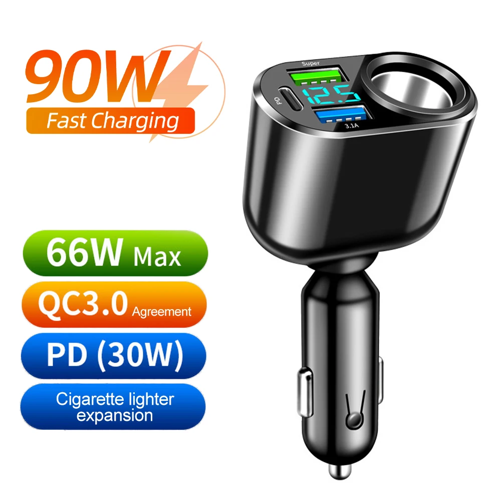 66W Car Charger 3 P…