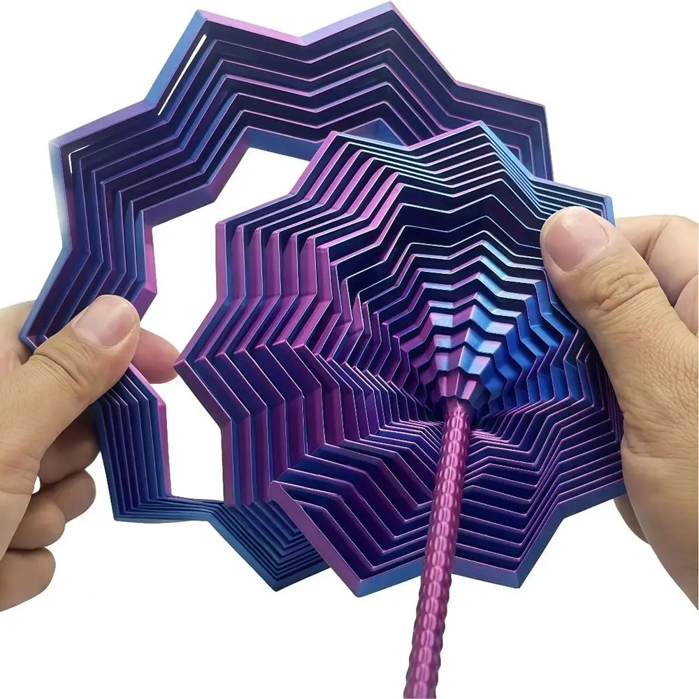 PLA Expanded Sensory Fidget Star with Handles Whirling Spiral Fractal Fidget Hexagon 3D Printed Stress Relief