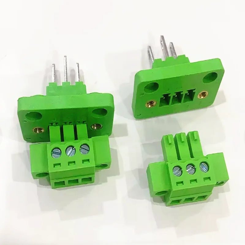 10Pairs 15EDGWB-3.81mm Phoenix Head Wall Terminal Plug-In Wiring 24P with Ear Flange Fixing Screw for Electronics