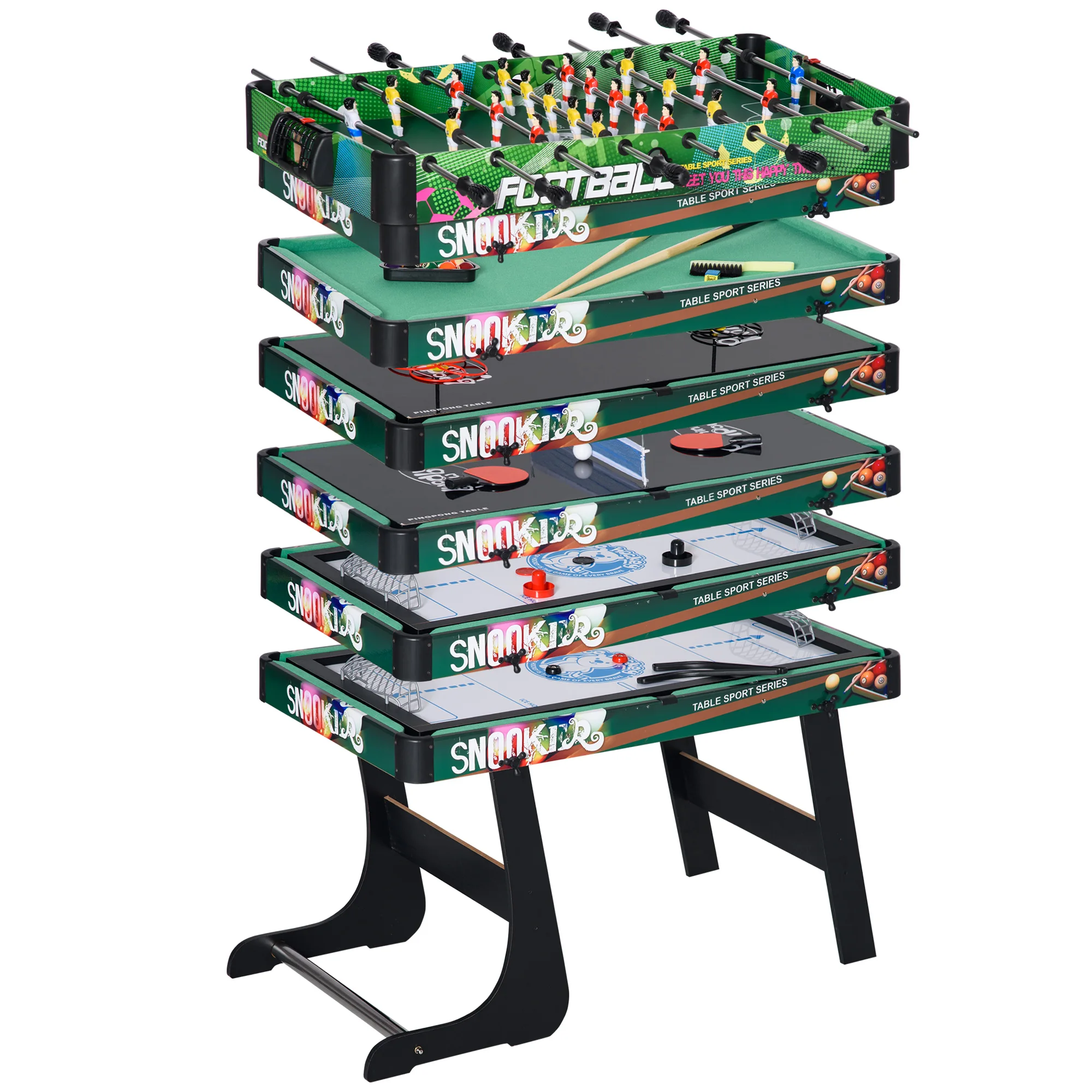 Homcom Opvouwbare Multi-Gametafel 6 in 1 Biljart Tafelvoetbal Tafeltennis 118X104X71 cm