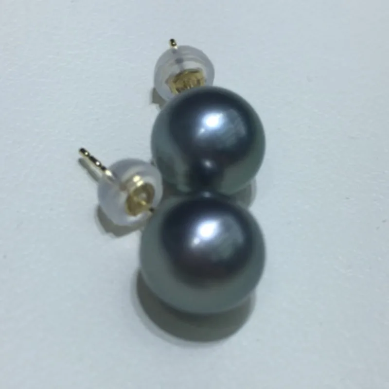 أقراط اللؤلؤ الأسود الطبيعي 925 إكسسوارات فضية 10-11 ملم