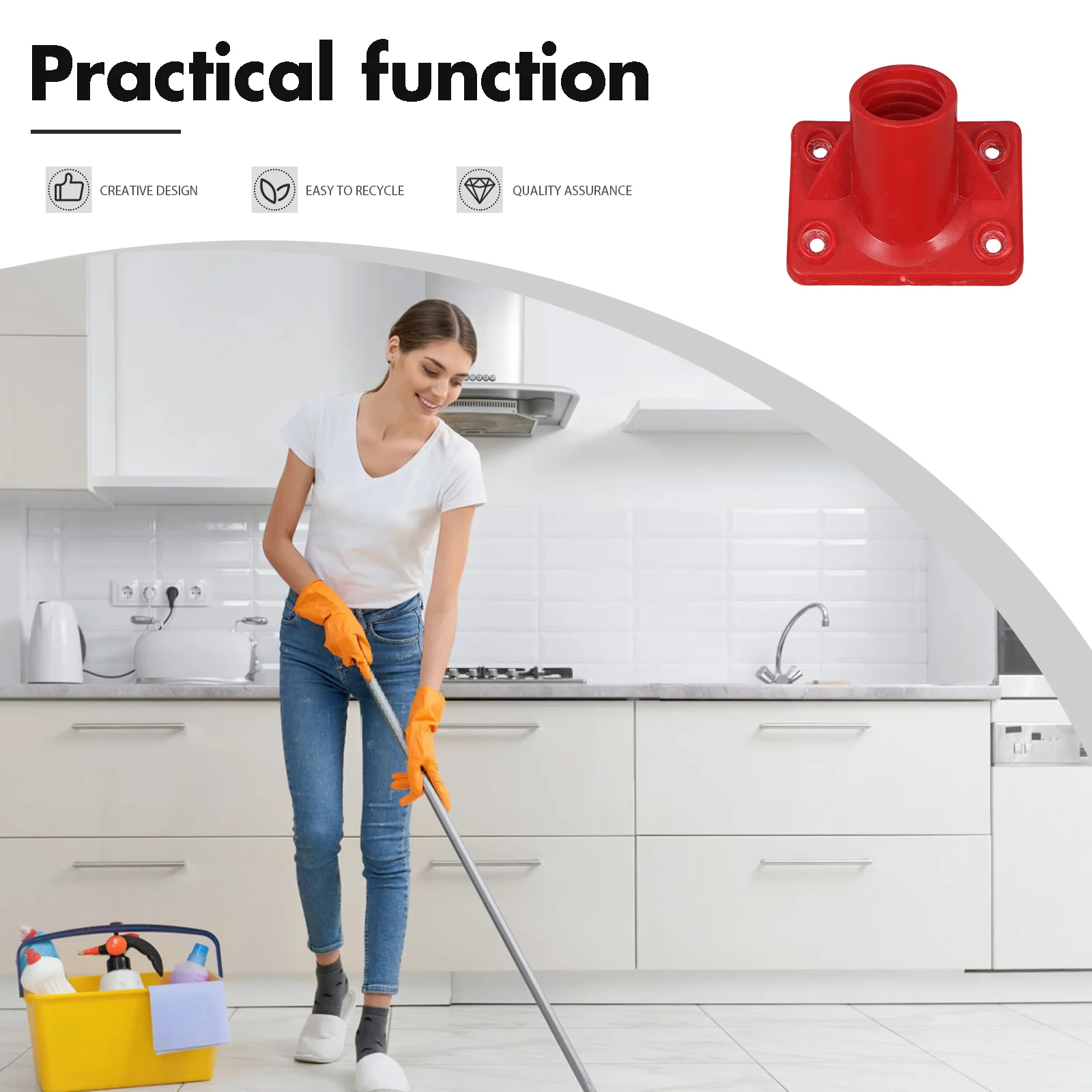 Floor Brush Handle Connector Durable Replacement Part for Scrub Brush Attachment Tile Grout Shower Bathtub Cleaner