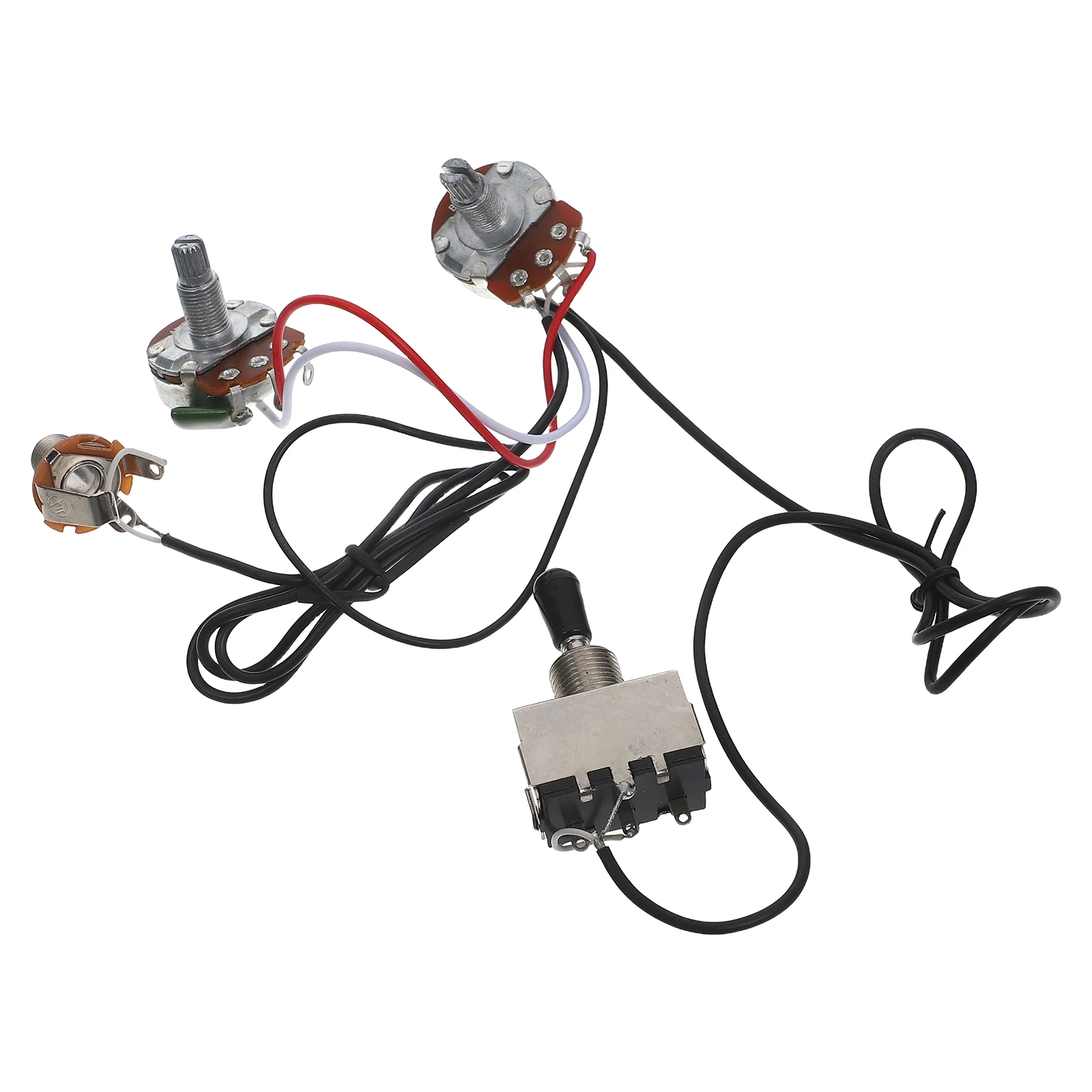 

4pcs Electric Guitar Wiring Harness Circuit Assembly 1T1V Large Electronics Chrome Black Cap Toggle Switch Guitar Wire