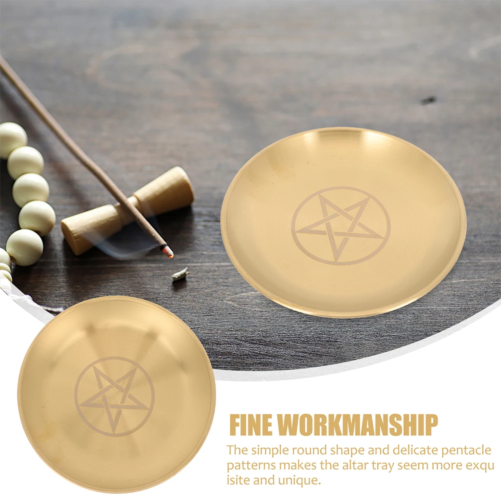 

2pcs Pentagram Altar Tray Brass Pentacle C leholder Household C Plate Storage Decorative Home Accessory