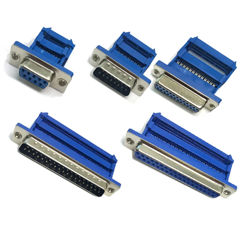 10pcs D-SUB DB9 DB15 DB25 DB37 9P 15P 25P 37P Male Female  IDC Flat cable Connector