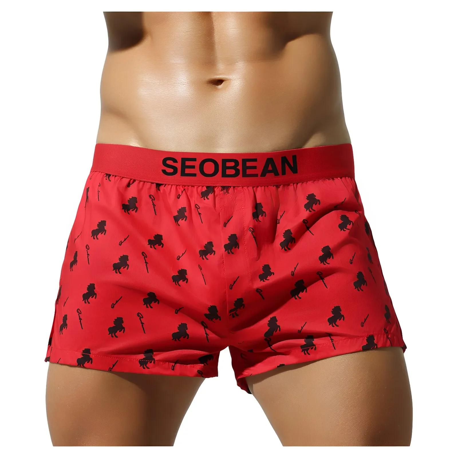 SEOBEAN Men's Breathable Boxer Briefs Wild Stallion Cotton Boxer Shorts Comfortable Underwear for Men