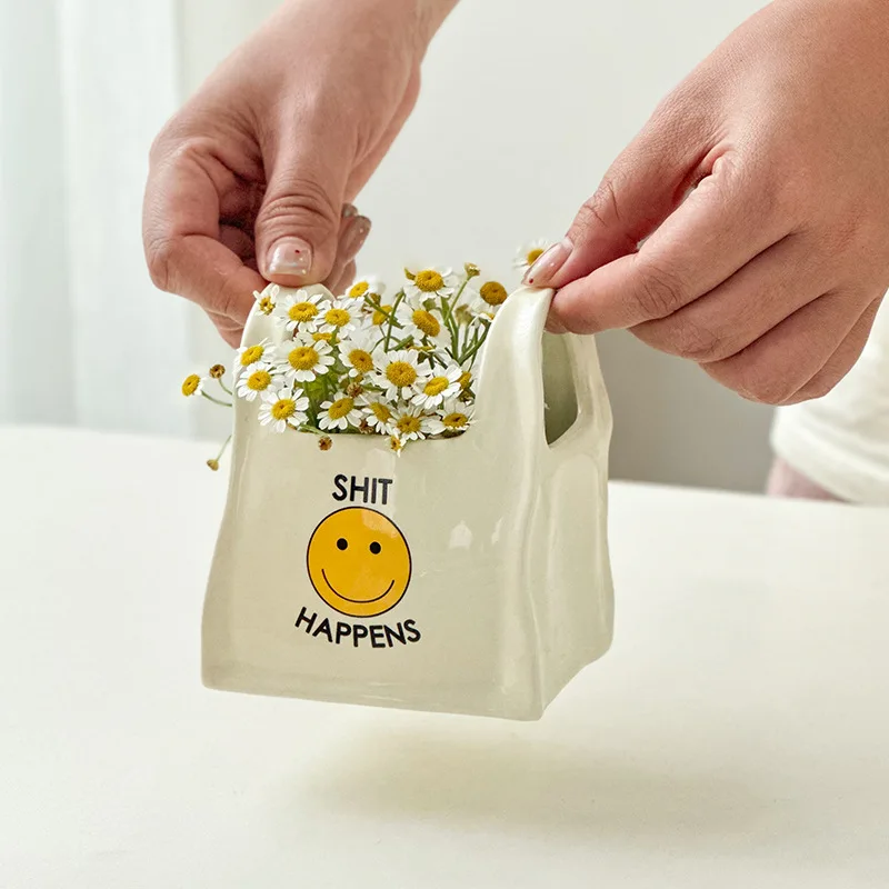 Ceramic Vase Pen Holder Desktop Stationery Remote Control Storage Bucket Makeup Brush Container Home Small Decor Ornament