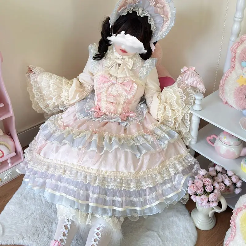 Coalfell【 Star Love Song 】~ Jupe gâteau en dentelle au design original, robe Lolita à fleurs, robe de mariage à bretelles JSK