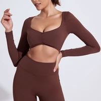 QINACTIVE Women Yoga Shirts Crop Top Long Sleeves Shirts for Women Yoga Sports Fitness Gym Clothes Workout Tops 2