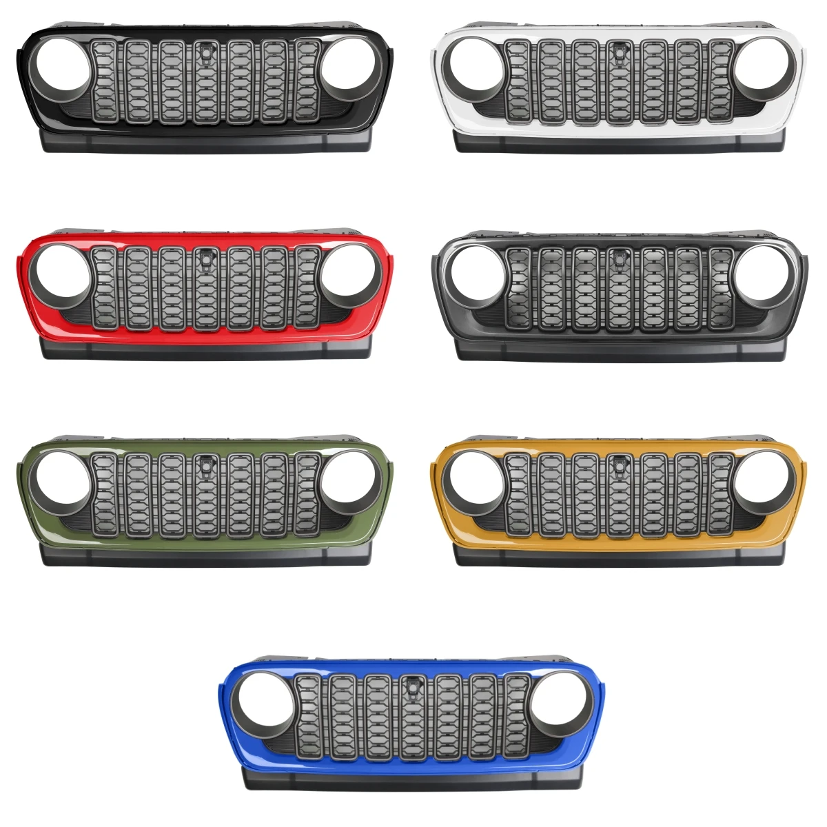 Front Bumper Grille for Jeep Wrangler JL Gladiator JT 2018-2024 Modified Net Mask Grill Radiator Car Accessories
