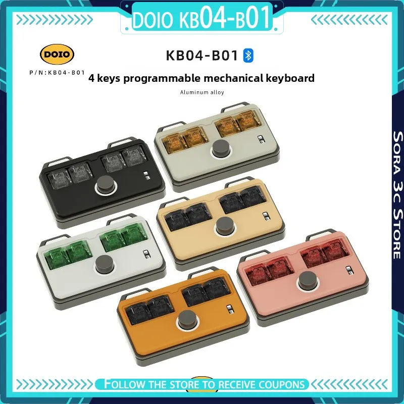 DOIO KB04-B01 Designer Keypad Bluetooth Dual-mode Aluminum Alloy Hot-swapping QMK VIA Customized Office Keyboard