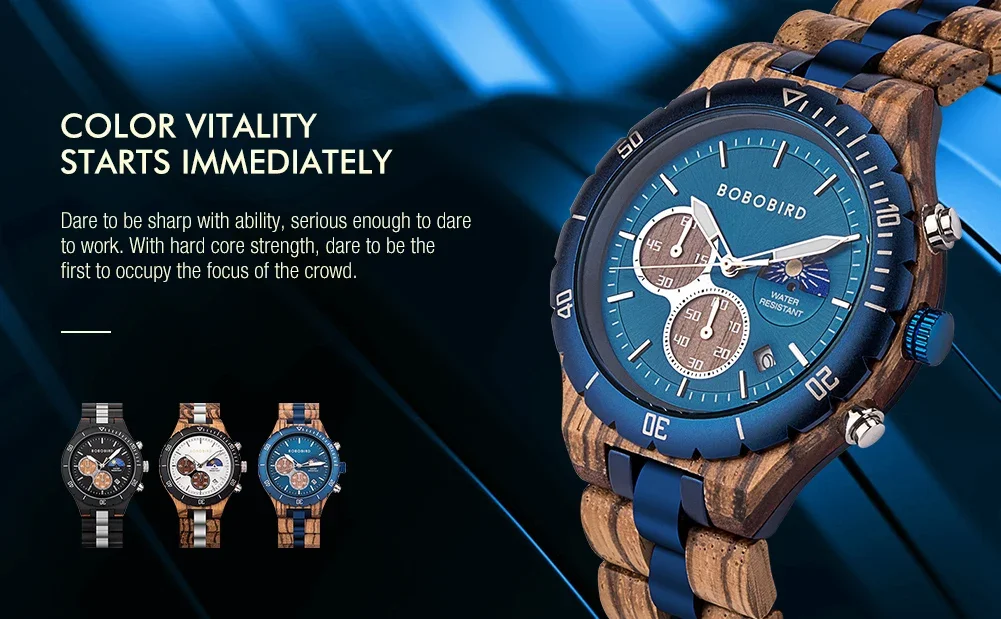 BOBO BIRD Colorful Printing/ Laser Engrave Logo Fee OEM Accept Custom Engrave on Bamboo Wooden Watches/ Sunglasses And Gift Box