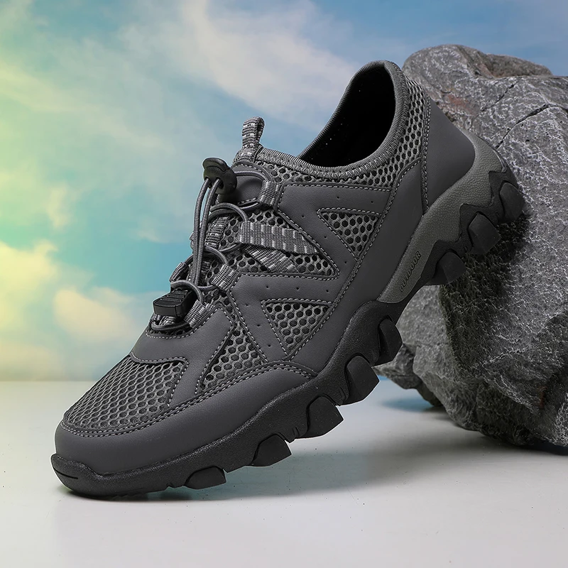 

Breathable Men’s Hiking Shoes Outdoor Trainers Lace-up Climbing Shoes Mesh Trekking Sneakers Walking Hunting Tactical Sneakers