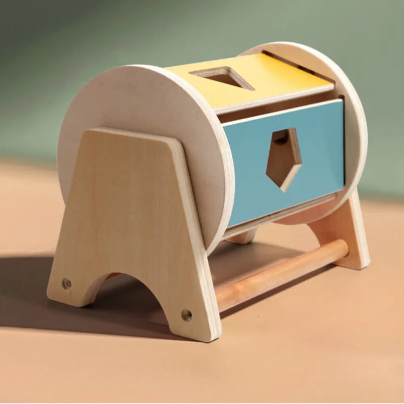 Tambor rodante Montessori de madera para bebé, juguete educativo sensorial con forma de Color, ayuda para la enseñanza temprana, regalos