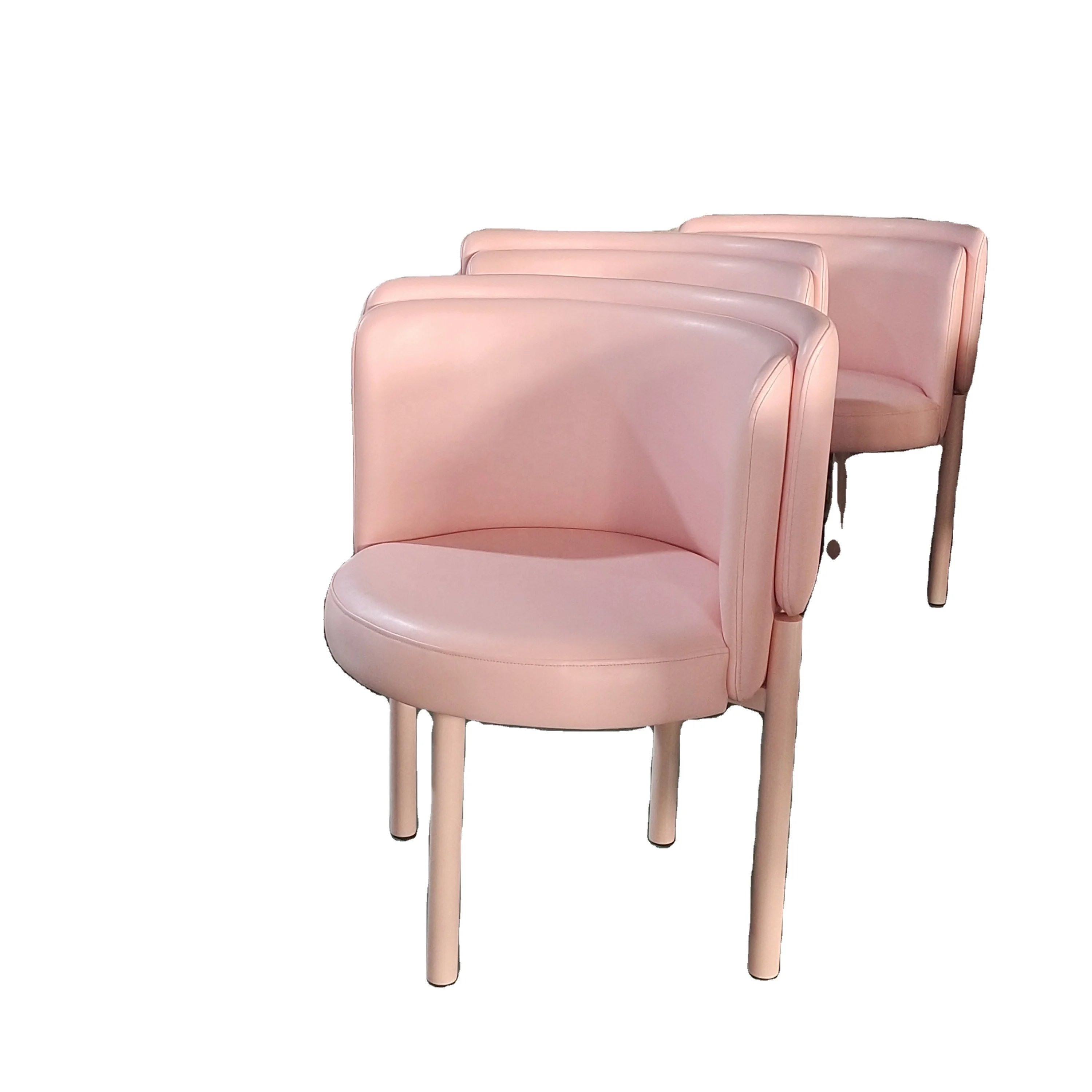 Factory Wholesale Elegant Pink Upholstered Leather Dining Room Chair Hotel Luxury Dining Chair Nordic Restaurant Chair