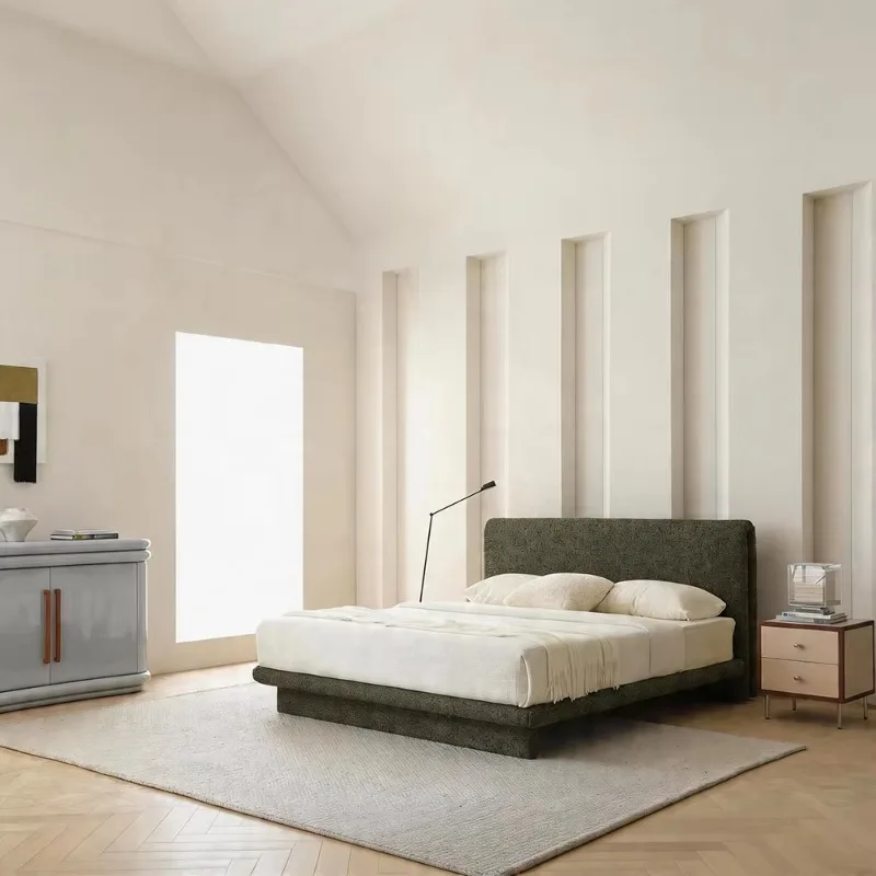 American Simple High-end Solid Wood Fabric Large Bed Bedroom Furniture Villa Hotel Homestay Direct Sales Can Be Customize