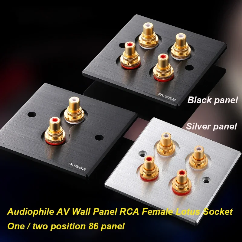 

Gold-plated RCA Socket Blank Panels 1/2 Position 86 Panel 5mmThick Audiophile AV Brushed Panel Banana Female Plug Speaker
