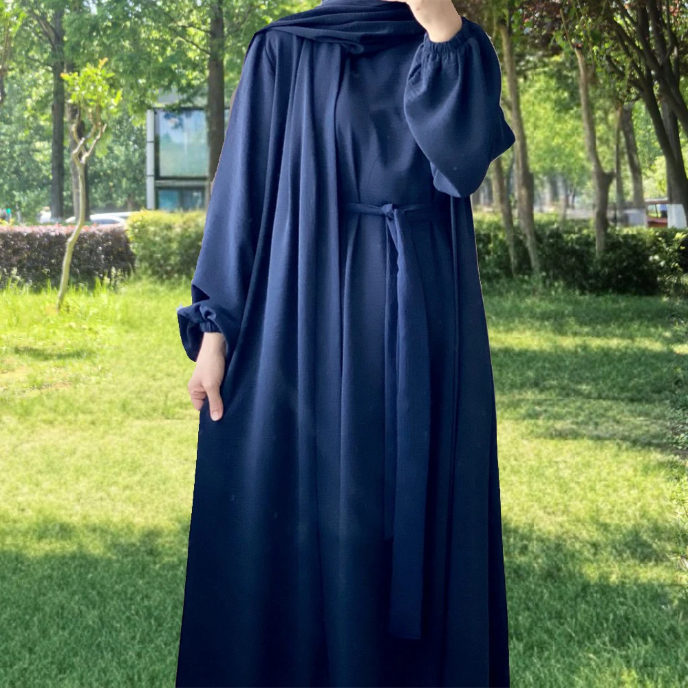 

Ramadan Modest Muslim Women Matching Set Hijab Dress Kimono Cardigan Scarf Robe Dubai Turkey Kaftan Open Abaya Eid Islam Outfits
