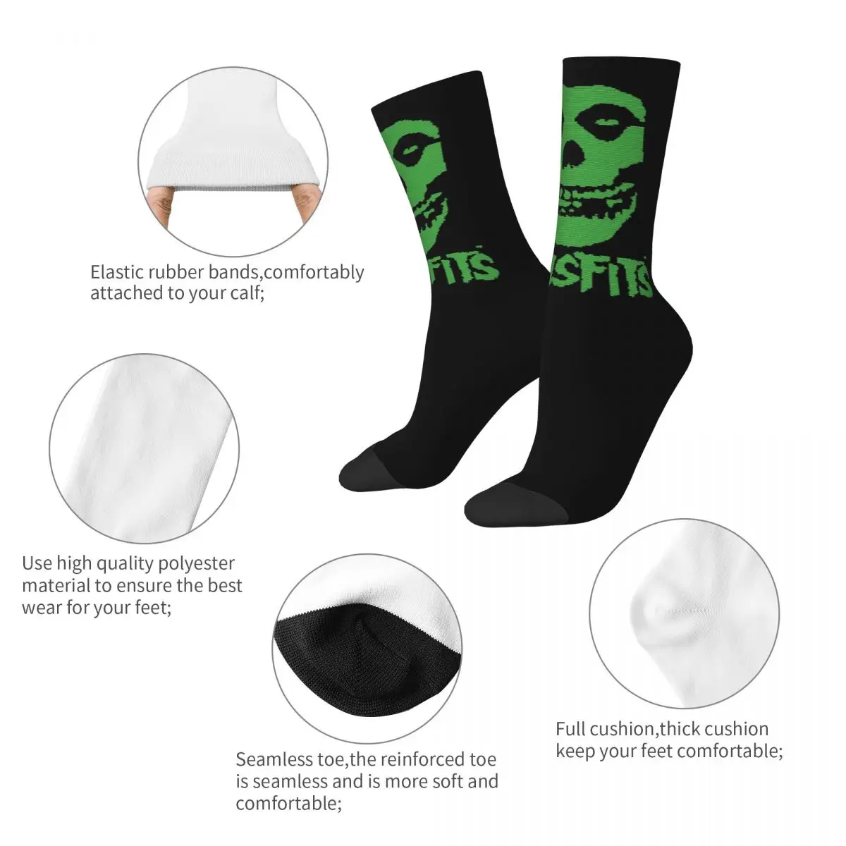 Winter Warm Funny Women Men Misfits Skull Socks Sweat Absorbing Sports Socks