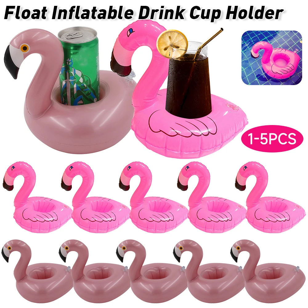 1-5pcs Inflatable Cup Holder Flamingo Drink Holder Swimming Pool Float Bathing Pool Toy Party Decoration Bar Coasters Pool Acce