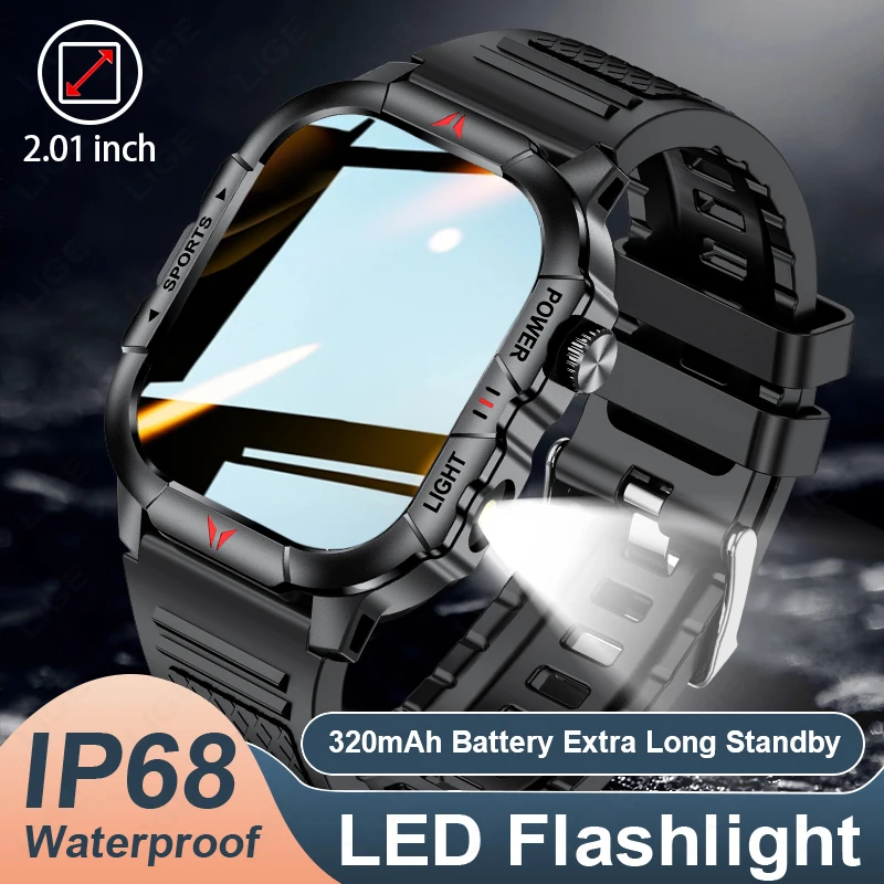 

LIGE Smart Watch 100+ Sports Modes Bluetooth Call Magnetic Charging IP68 Waterproof Flashlight Gift Smart watches for men choice
