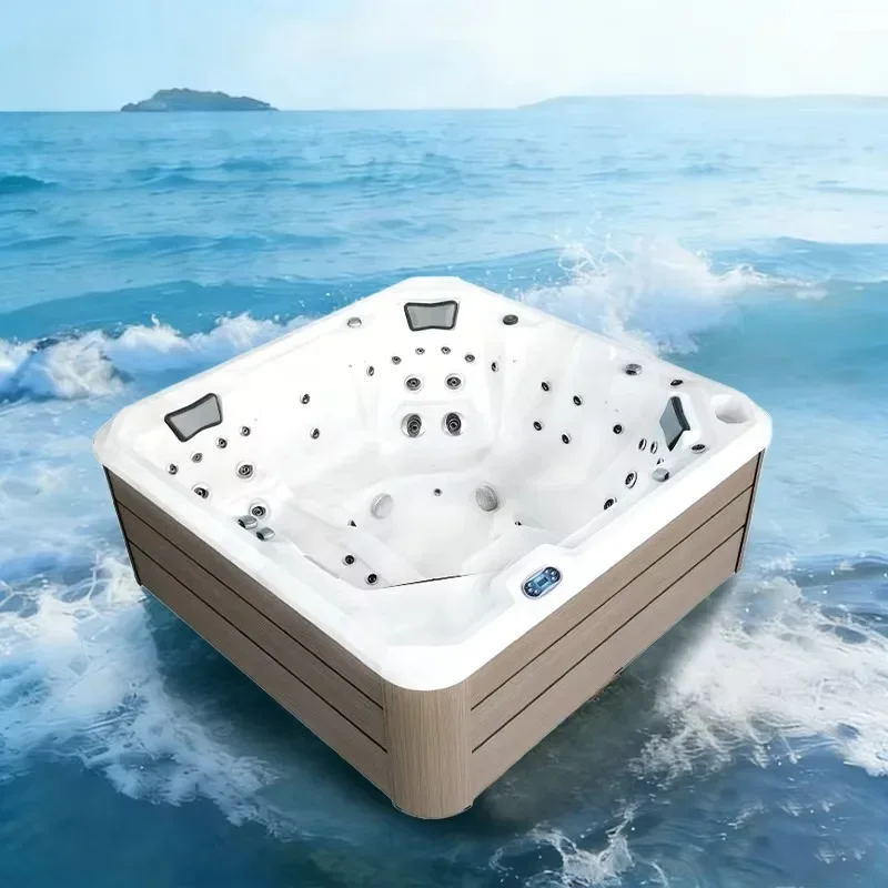 Elite 6 Person Outdoor Hot Tub Spa Balboa Controlled Acrylic Whirlpool Massage Pool with Premium Insulation for Cold Climate