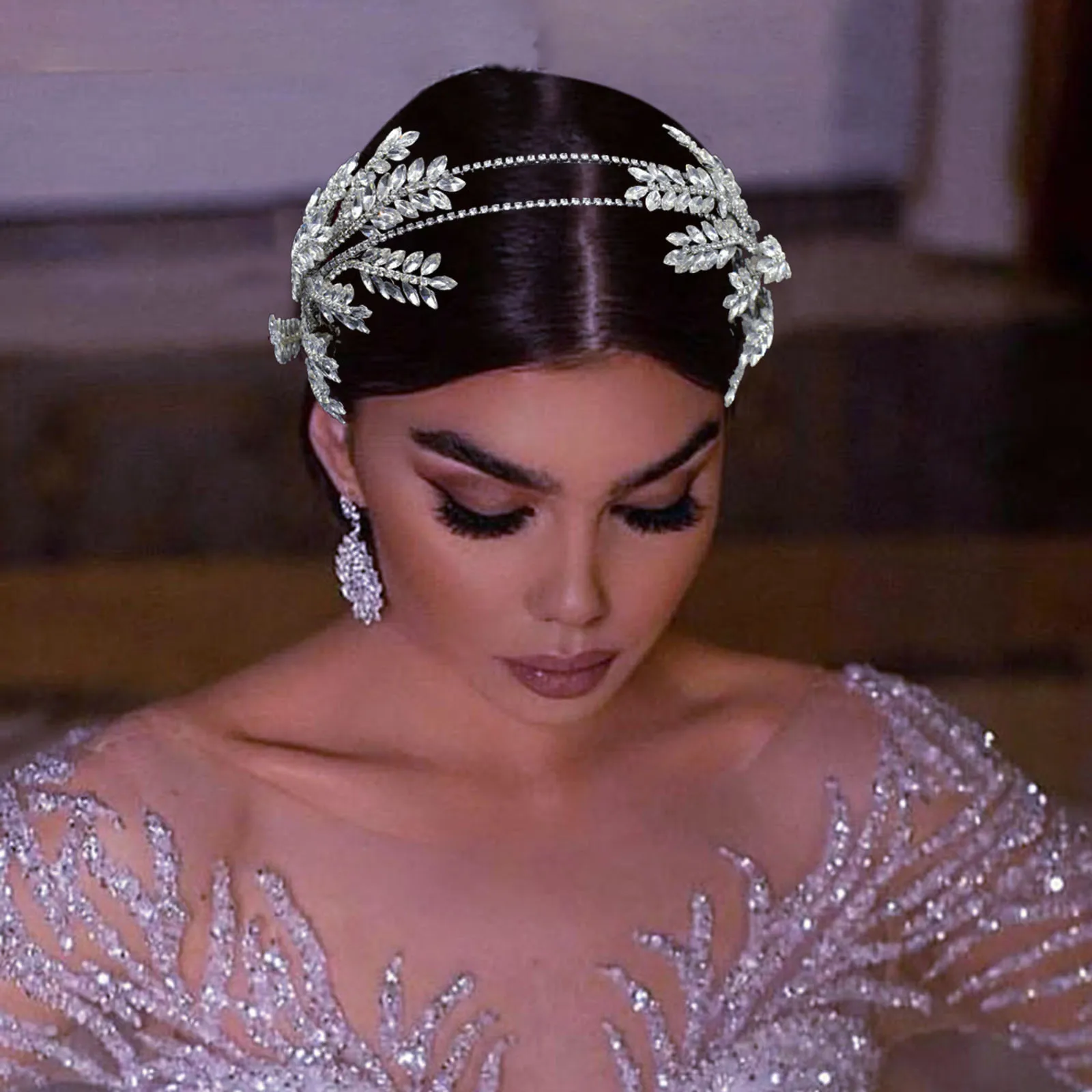 DZ019 Rhinestone Bridal Headband  Women Hair Jewelry Wedding Headpiece Bride Hair Accessories Handmade Hairbands Bride Headdress image 6