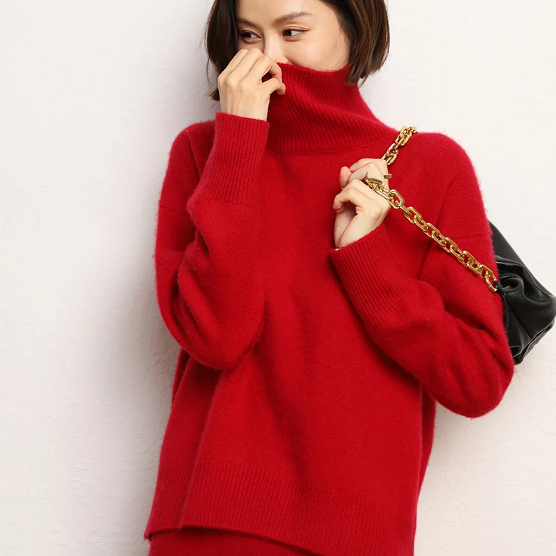 Winter Loose Warm Sweaters 100% Goat Cashmere Knitted Pullovers Hot Sale Women Soft High Quality Ladies Jumpers Clothes 2024