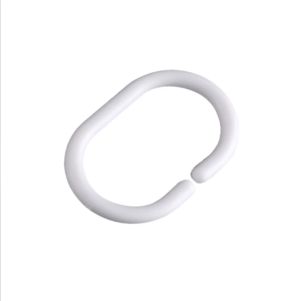 

48pcs C Shape Shower Curtain Hooks White Plastic 5.5X4Cm Oval Bath Drape Clips For Tub Bathroom Changing Room Smooth Glide