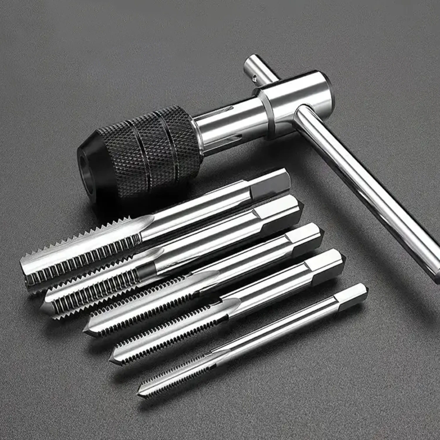 3-6mm T-shaped Tap Wrench 5pc Hand Tap M3-M8 Tapping Screwdriver Wrench Thread Tapping Hand Tool Set