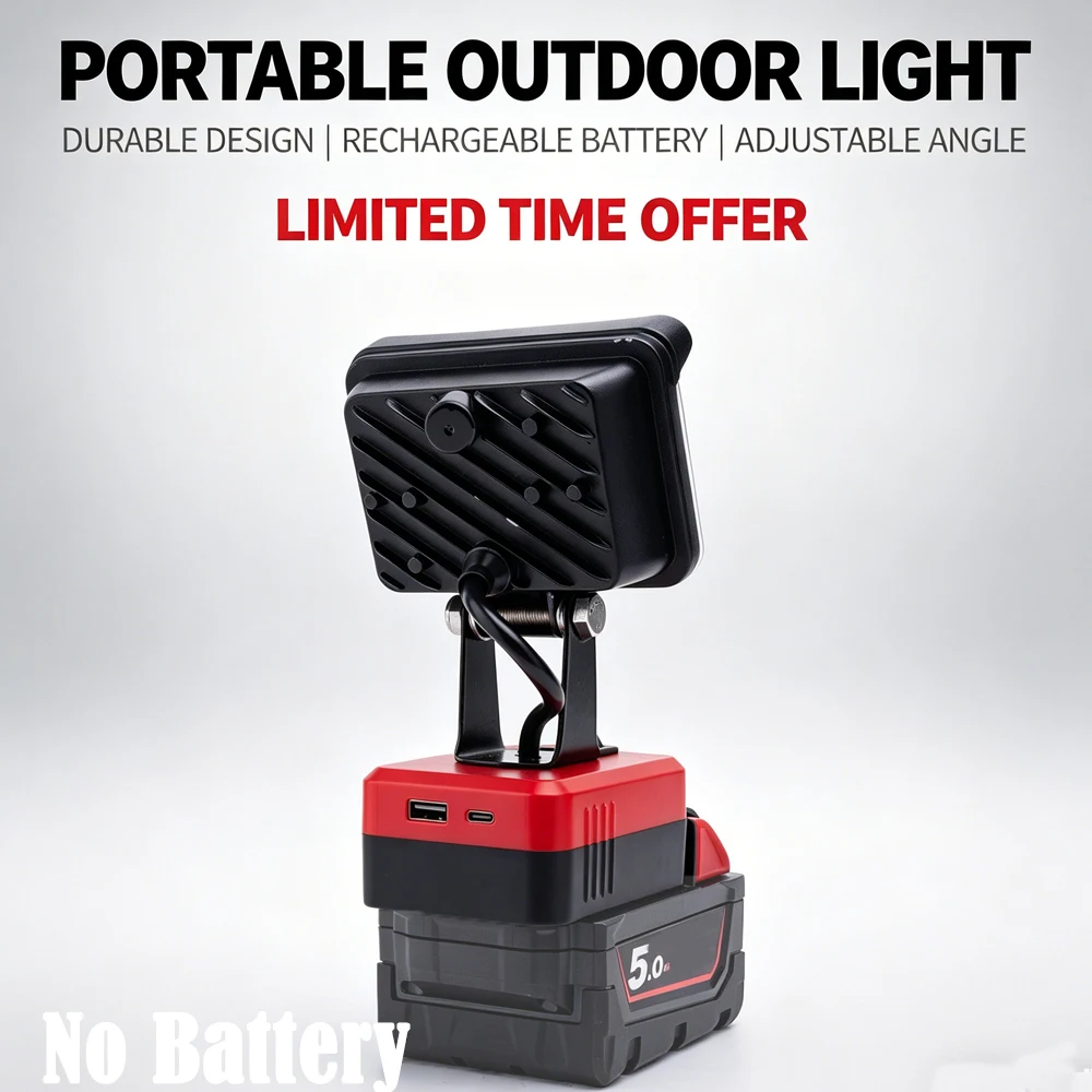 

Portable Wireless LED Work Light for DeWalt/Milwaukee/Makita 18V Lithium Battery Outdoor Lamp Work Light (Not include battery)