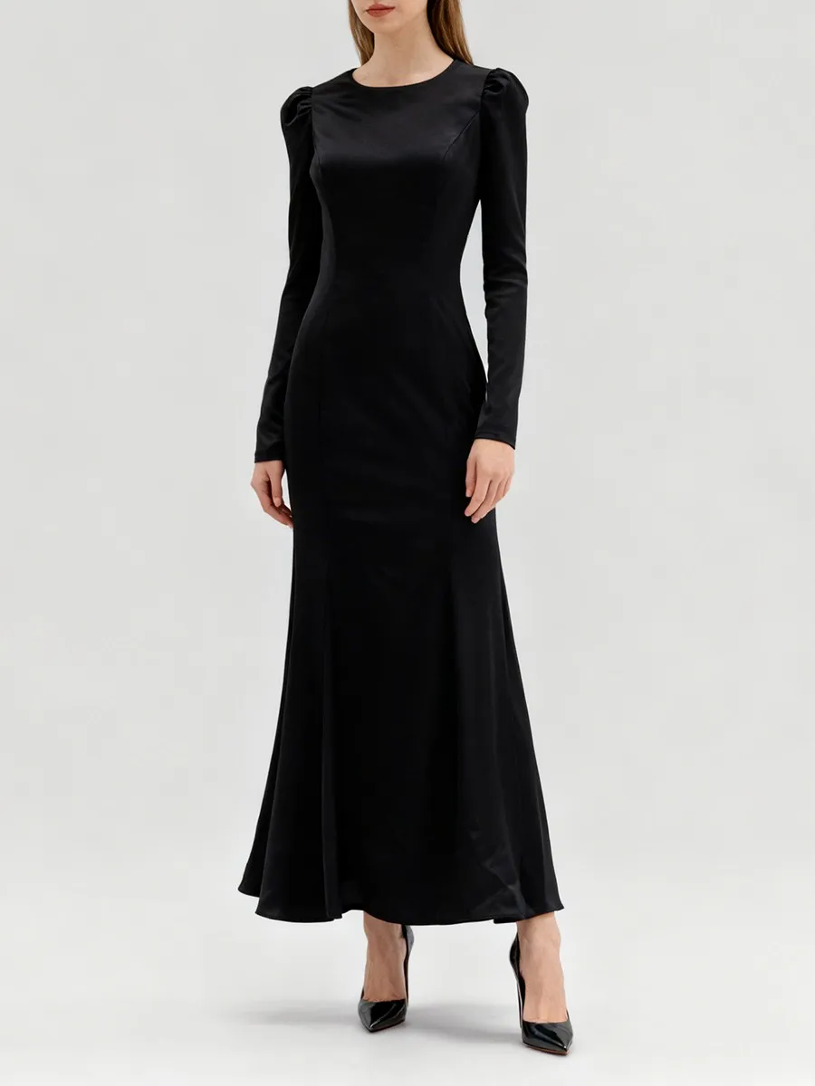 TWOTWINSTYLE Slimming Elegant Mermaid Dresses for Women Round Neck Long Sleeves Heart Shaped Backless Fashion Dress Female New