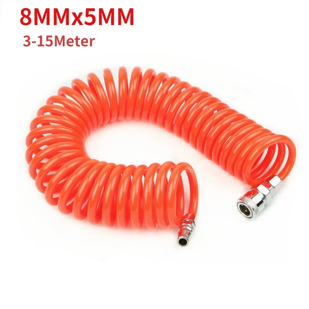 Spring Pipe 3M 6M 9M 12M 15M OD 8mm x ID 5mm Flexible PU Recoil Hose Tube for Compressor Air Tool Collocation Fittings