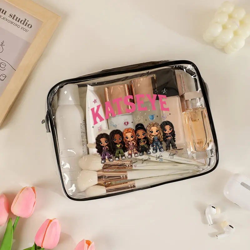 KATSEYE World Tour Large Capacity Pvc Makeup Bag with Zipper Closure High Quality Travel Toiletry Organizer Women Kpop Fan Gifts