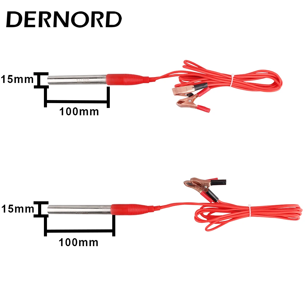 DERNORD DC 12V 24V Cartridge Immersion Heater Element with Alligator Clip Portable Car Camper Water Heater