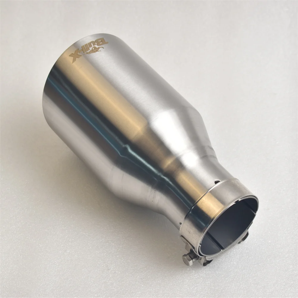BULL-X Einzel-Auspuffblende – 304 Edelstahl, gebürstet, 51–76mm Einlass, 76/89/102/114mm Auslass, 180mm Länge – Aufsteckbar, rostbeständig – Detail 7