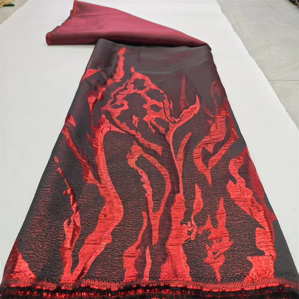 Purple Latest Nigerian Laces Fabric 2025 Luxury 5 Yards African Jacquard Brocade Lace Fabric for Sewing Family Prom Dresses