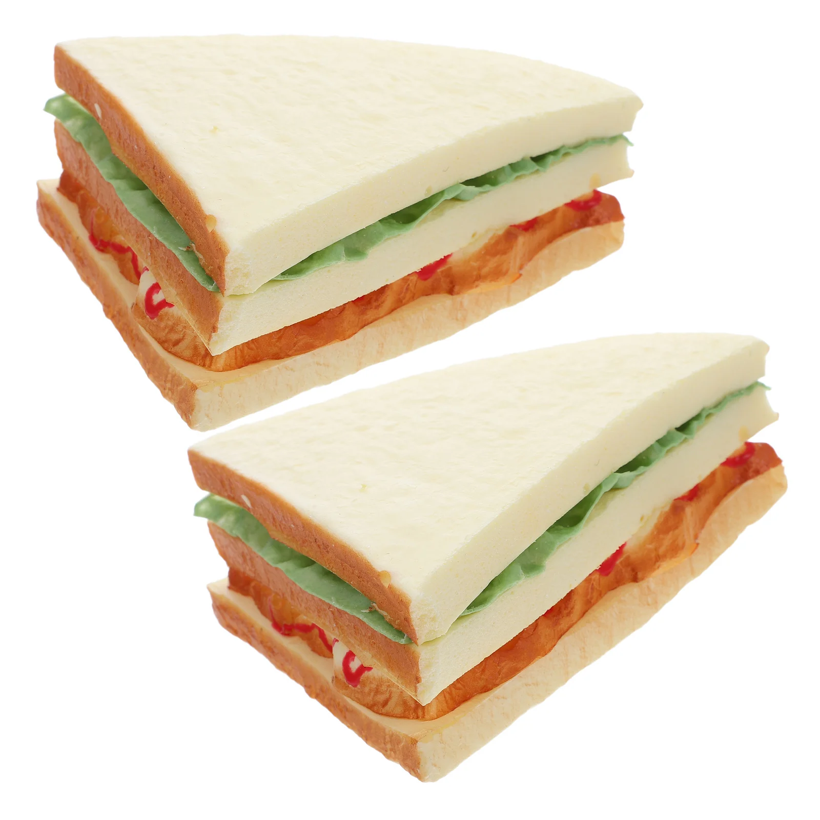

2Pcs Artificial Sandwich Bread Props True-to-Life Texture for Food Display Baking Scene Setup Decorative Use Artificial Sandwich
