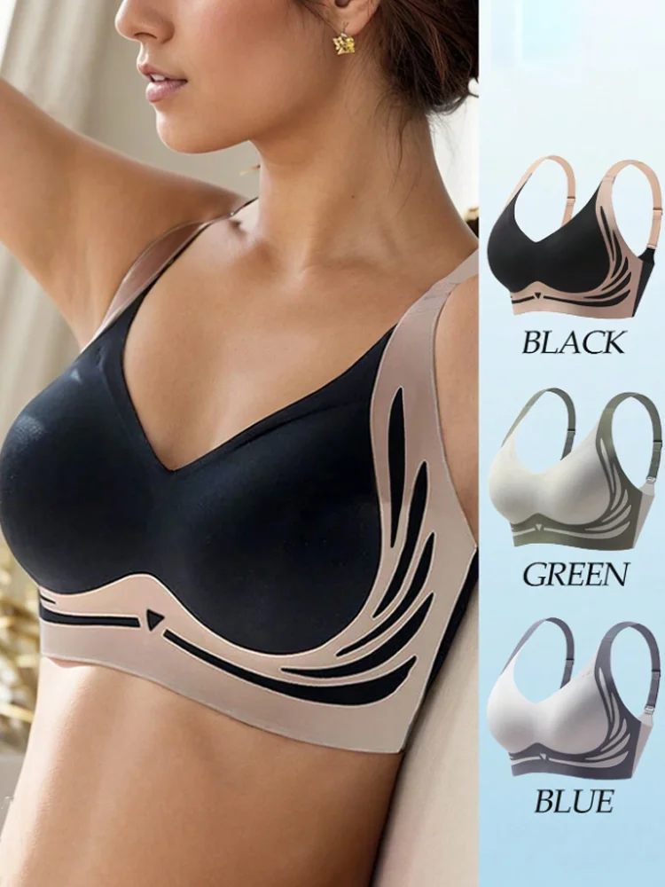 Reggiseno push-up da donna senza fili da donna raccolto supporto morbido biancheria intima regolabile reggiseno sollevabile senza cuciture anti-cedimento M-2XL