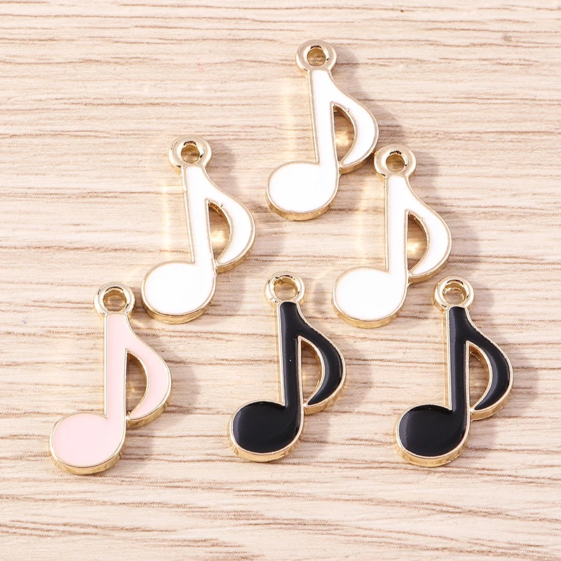 10pcs 12x20mm Cute Enamel Musical Note Charms for Making DIY Drop Earrings Pendants Necklaces Handamde Bracelet Jewelry Findings