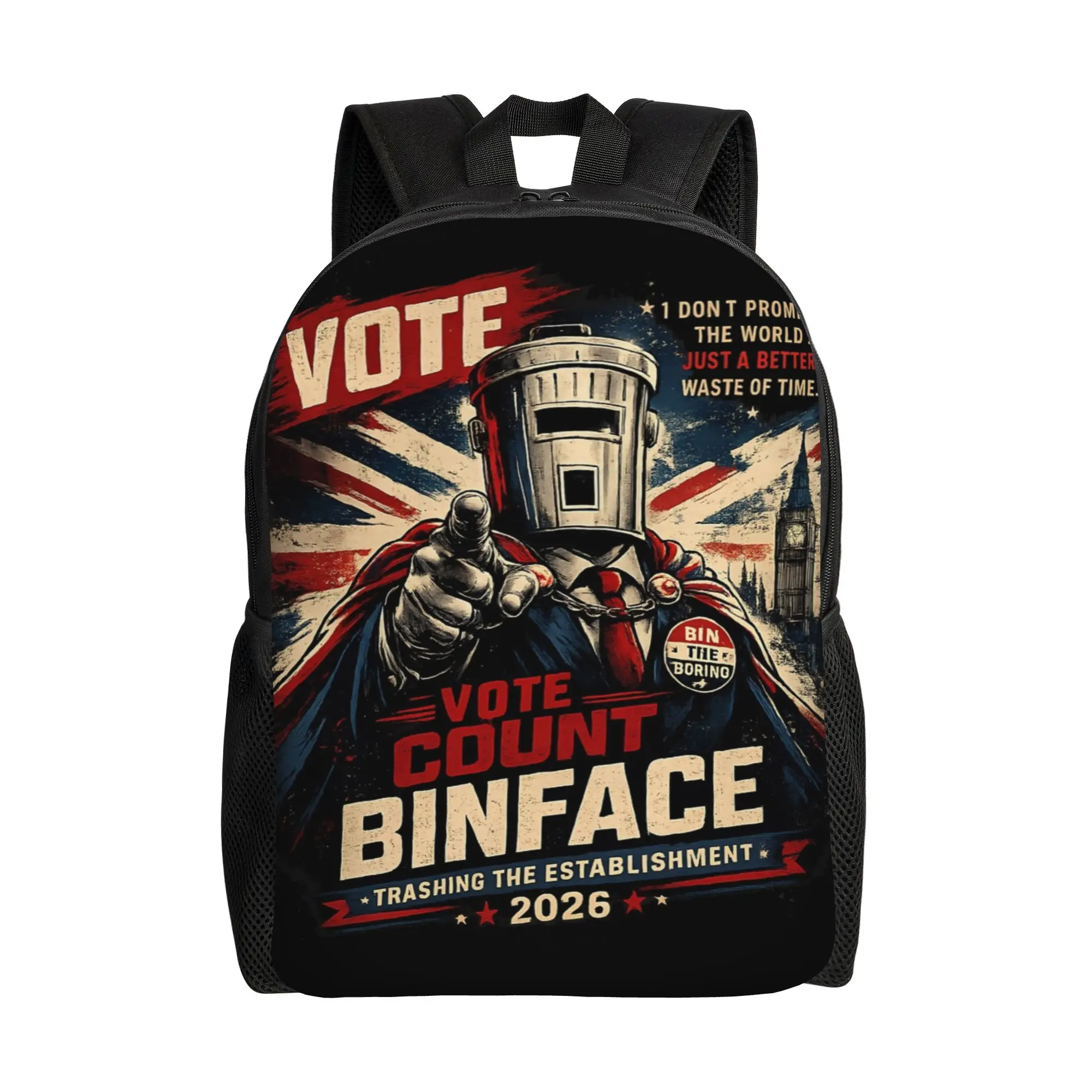 Vote Binface Count Binface for British Prime Backpack for Men Women Teenage High School Daypack  Laptop Canvas Bags Durable
