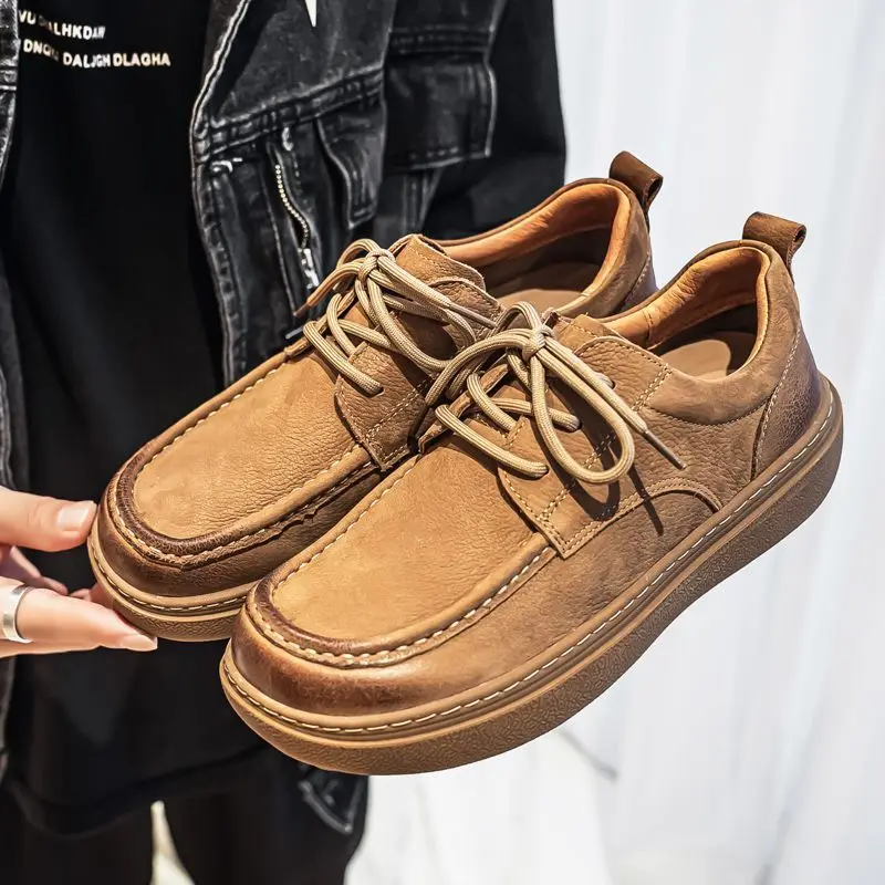 

2026 Luxury Brand Sports and Leisure Shoe Mens Hard-Wearing Walking Jogging Shoe Genuine Leather Soft Bottom Travel Shoe Sport S