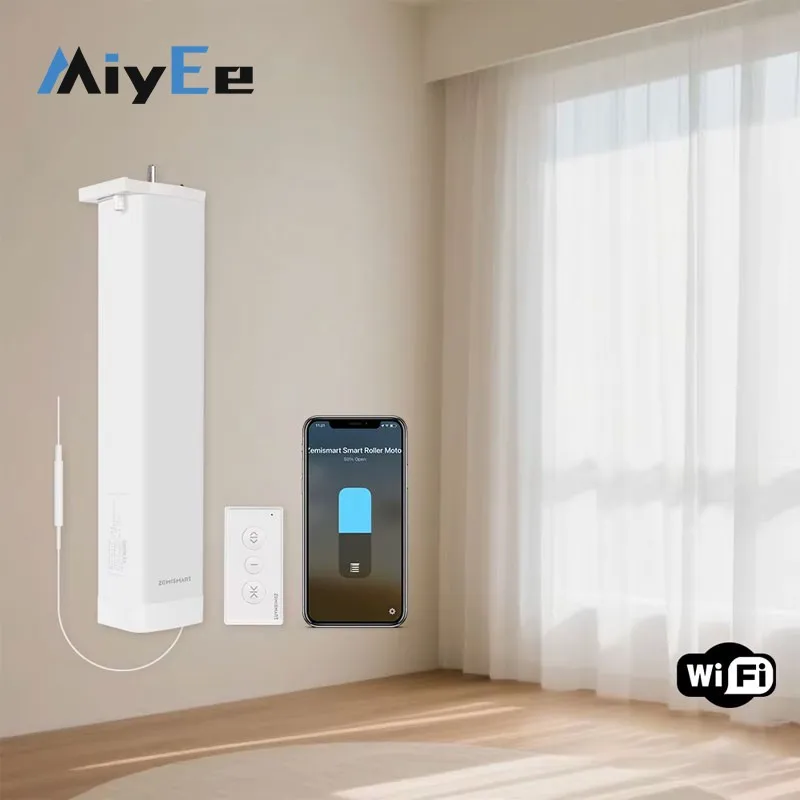 Matter WiFi / Thread Smart Sliding Curtain System - Electric Curtain Motor with Antenna, Works with Multiple Smart Hom