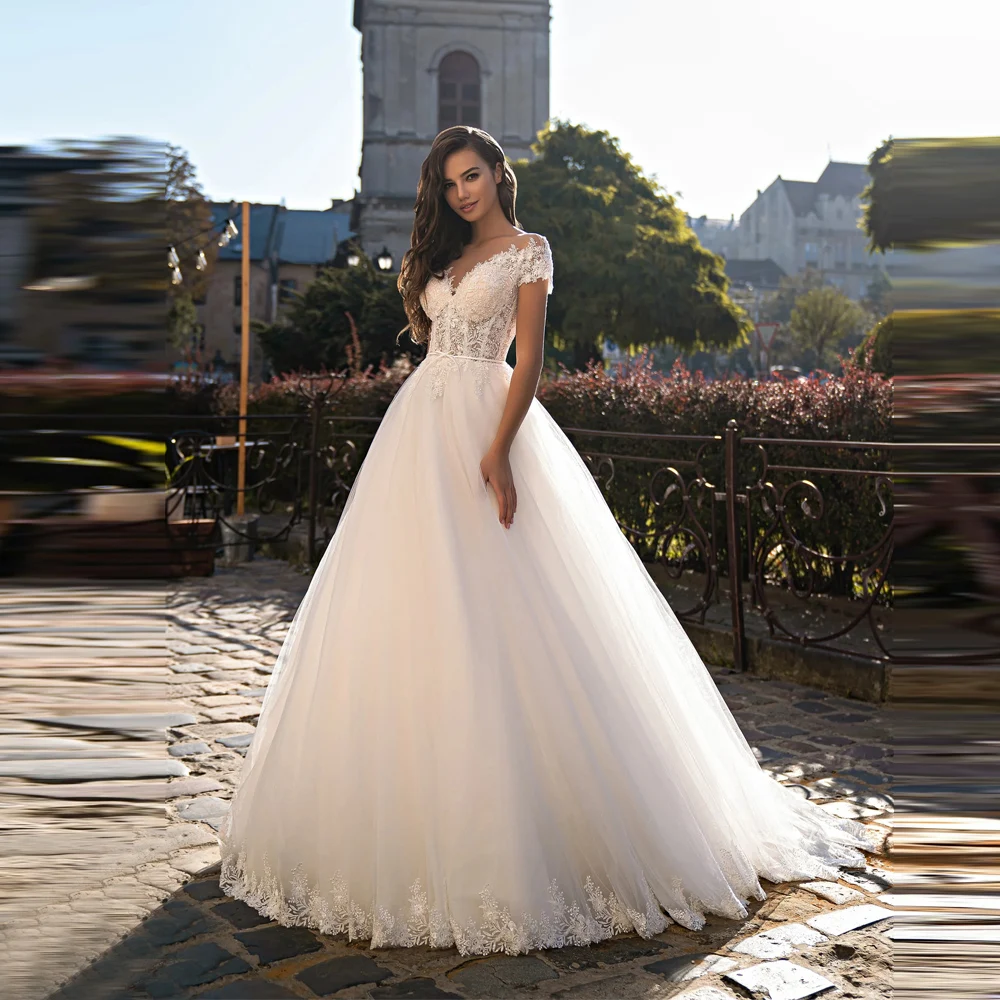 Affascinanti abiti da sposa a-line da donna con colletto a cuore in tulle abiti da sposa festa di fidanzamento banchetto Robe De Mariee personalizzato