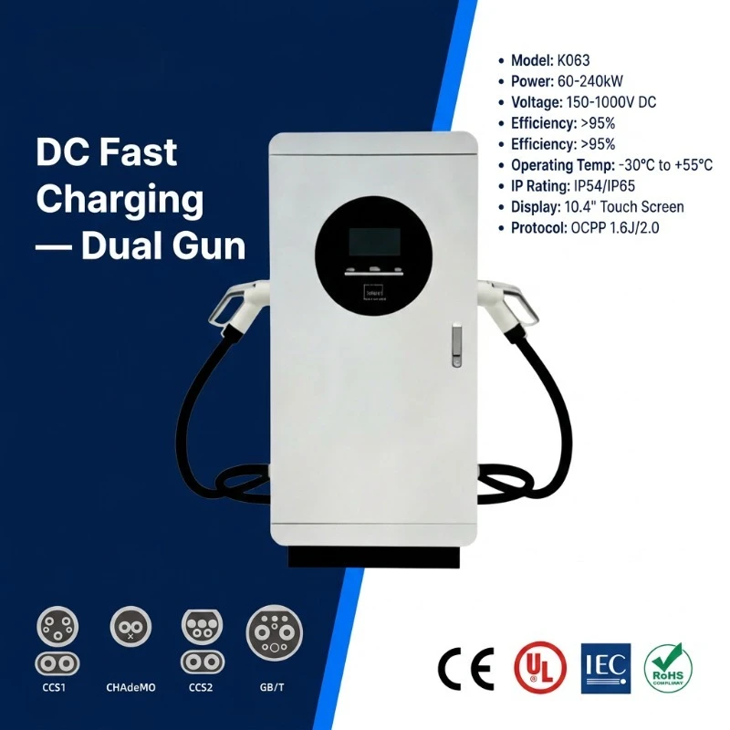 Customized 40KW 60KW GBT Dual DC EV Charging Station 7 Inch Touch Screen OCPP 1.6J 4G RFID IP54 3 Phase Electric Car Charging St