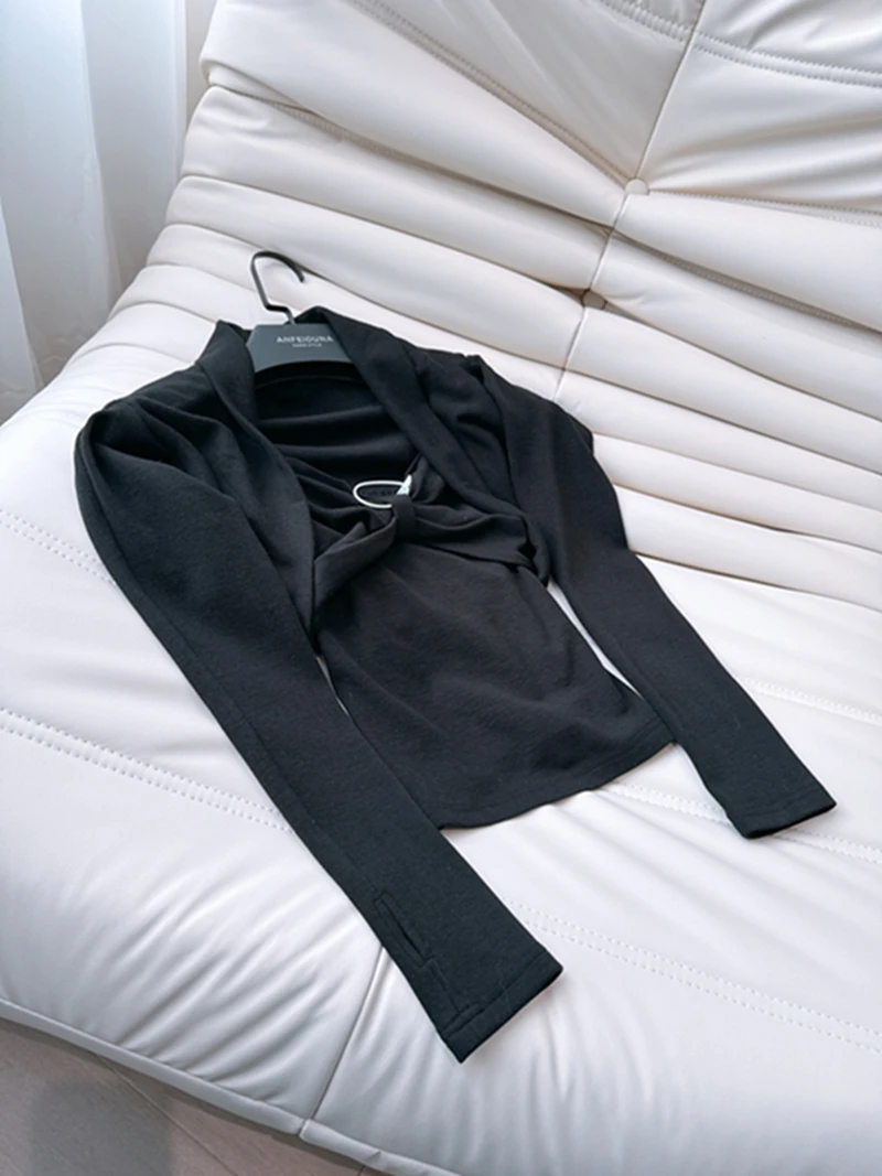 

Ele Bla Knot Bridesmaid Set Slimming Long Sve Wrap Cardigan Faionable Spring Autumn Women's Outfit