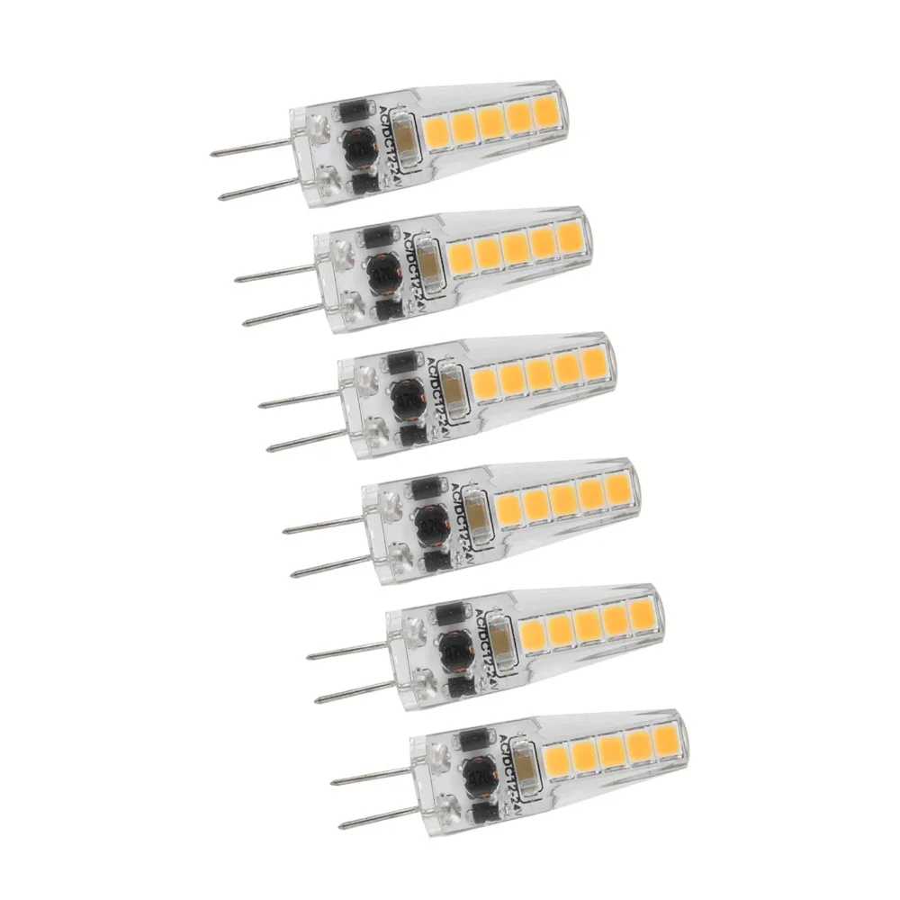 10pcs Easy 2W G4 LED Bulb AC12‑24V 2700K Bi-Pin Base Bulbs Halogen Replacement Bulbs Under Cabinet Light